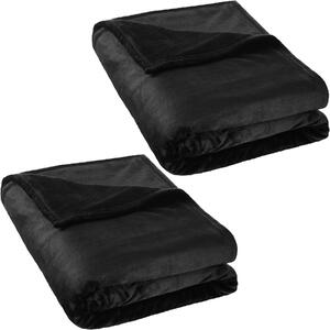 Tectake 401732 2 blankets polyester 220x240cm - black