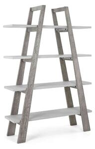 Epsom Industrial Large Ladder Bookcase, Concrete Effect & Solid Oak | Roseland Furniture