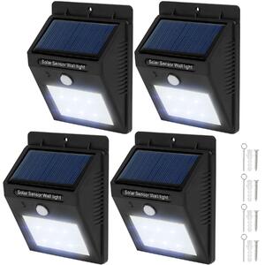 Tectake 401736 4 led solar wall lights with motion detector - black