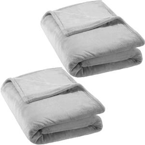 Tectake 401731 2 blankets polyester 220x240cm - grey