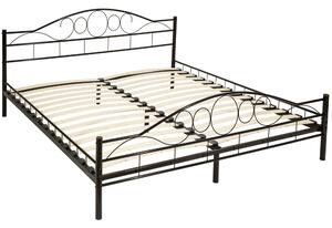 401724 metal bed frame art with slatted base - 200 x 180 cm, black