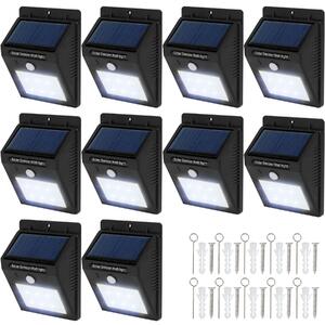 Tectake 401739 10 led solar wall lights with motion detector - black