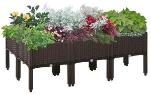 Outsunny Innovative Stacking Raised Bed: Polypropylene Planter for Veggies & Herbs, Efficient Drainage, Earthy Brown