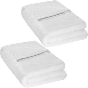 Tectake 401733 2 blankets polyester 220x240cm - white