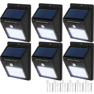 Tectake 401737 6 led solar wall lights with motion detector - black