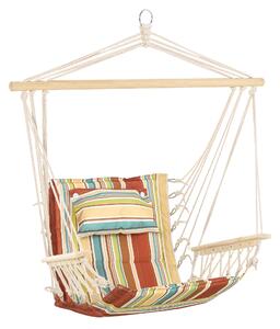 Outsunny Hanging Hammock Chair Swing Chair Thick Rope Frame Safe Wide Seat Indoor Outdoor Home, Patio, Yard, Garde Spot Stylish Multi-Color Stripe