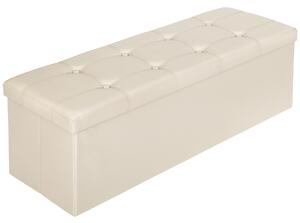 Tectake 401824 storage bench foldable made of synthetic leather 110x38x38cm - beige