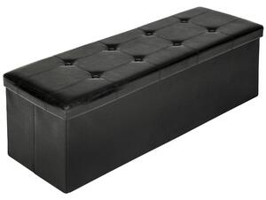 Tectake 401822 storage bench foldable made of synthetic leather 110x38x38cm - black