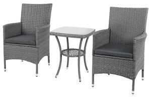Outsunny Garden Outdoor Rattan Furniture Bistro Set 3 PCs Patio Weave Companion Chair Table Set Conservatory, Light Grey