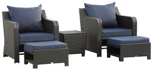Outsunny 2 Seater Outdoor Rattan Garden Furniture Sofa Set w/ Storage Function Side Table & Ottoman, Deep Coffee