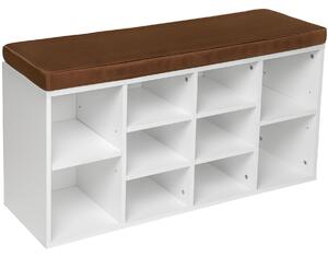 402075 shoe rack with bench - brown/white