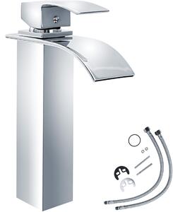 Tectake 402132 faucet waterfall curved high - grey