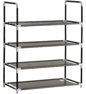Tectake 402104 shoe rack with 4 shelves - black