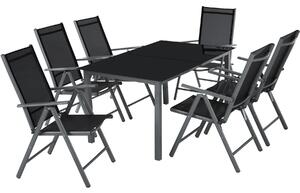 402166 garden table and chairs furniture set 6+1 - dark grey