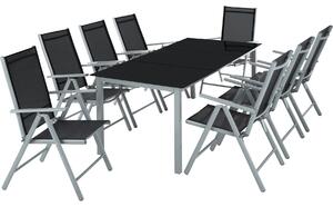 Tectake 402165 garden table and chairs furniture set 8+1 - light grey