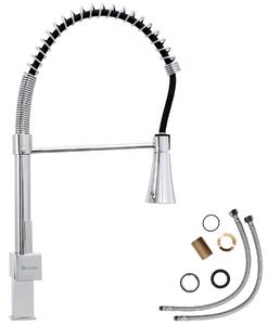 Tectake 402139 kitchen mixer tap with led lighting & detachable spray - grey