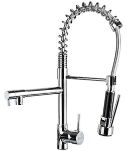Tectake 402140 kitchen mixer tap with 2 taps & detachable spray - grey