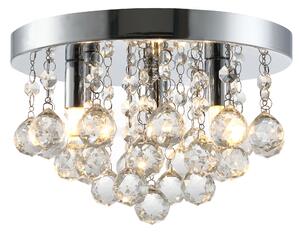 HOMCOM Mini Style Modern Crystal Ceiling Lamp Crystal Chandelier for Bedroom, Hallway, Kitchen, G9 Lamp Holder, Silver, Ф25 x 15cm