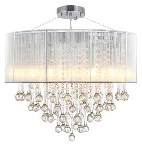 HOMCOM Elegant Modern Crystallite Ceiling Chandelier Light Pendant w/ Round Drum Shade 40W Home Lighting Furnishing Silver, Ф54 x 40cm