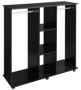 HOMCOM Double Mobile Open Wardrobe With Clothes Hanging Rails Storage Shelves Organizer Bedroom Furniture - Black