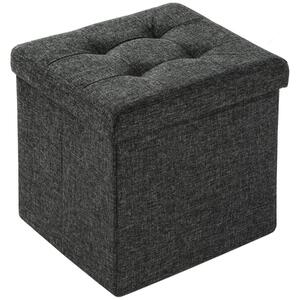 Tectake 402234 foldable ottoman made of polyester with storage space 38x38x38cm - dark grey