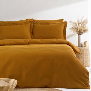 Yard Waffle Textured Double Duvet Cover Bedding Set Ginger