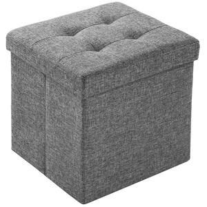 Tectake 402237 foldable ottoman made of polyester with storage space 38x38x38cm - light grey