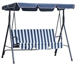 Outsunny 3 Seater Canopy Swing Chair Heavy Duty Outdoor Garden Bench with Sun Cover Metal Frame - Blue