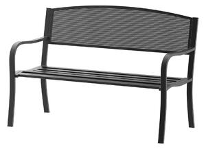 Outsunny 2 Seater Metal Garden Bench Garden Park Porch Chair Outdoor Patio Loveseat Seat Mesh Net Backrest Black