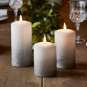 TruGlow® Grey Ombre LED Pillar Candle Trio