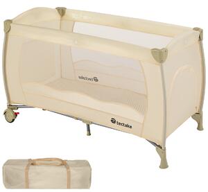 Tectake 402418 travel cot for children 126x65x80cm with carry bag - beige