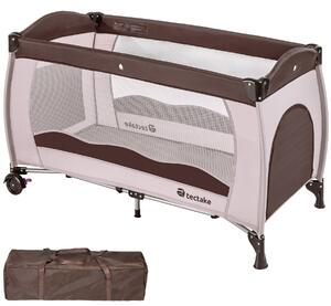 Tectake 402417 travel cot for children 126x65x80cm with carry bag - coffee