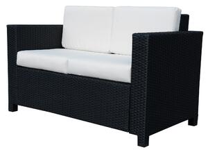 Outsunny Garden Rattan Sofa 2 Seater Outdoor Garden Wicker Weave Furniture Patio 2-Seater Double Couch Loveseat Black