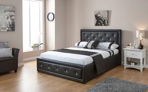 GFW Hollywood Faux Leather Ottoman Bed, Single, Faux Leather - Black