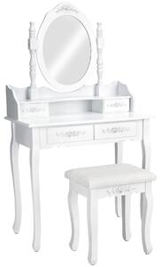 402072 dressing table with mirror and stool in an antique look - white