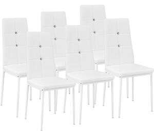 Tectake 402543 6 dining chairs with rhinestones - white