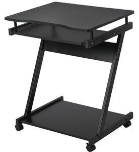HOMCOM Movable Computer Desk with 4 Moving Wheels Sliding Keyboard Tray Home Office Workstation Black