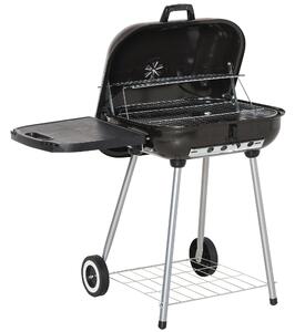Outsunny Portable Charcoal Steel Grill BBQ Outdoor Picnic Camping Backyard w/ Wheels Cooking Heat Control Shelves Smoker