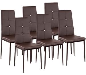 Tectake 402544 6 dining chairs with rhinestones - cappuccino