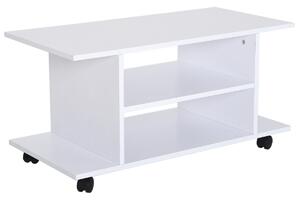 HOMCOM TV Stand W/ Shelves -White