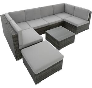 Tectake 402698 rattan garden furniture lounge venice - grey