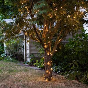 200 Warm White LED Outdoor Battery Fairy Lights On Green Cable
