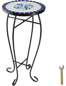 Tectake 402769 garden table flower stool mosaic - white/blue