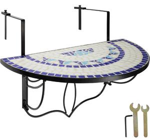402766 foldable balcony table mosaic - white/blue
