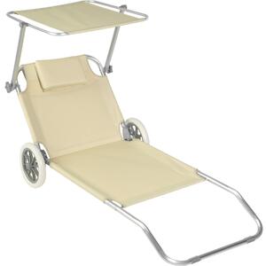 Tectake 402785 sun lounger with wheels - beige