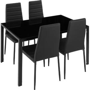 Tectake 402837 dining table and chair set berlin 4+1 - black