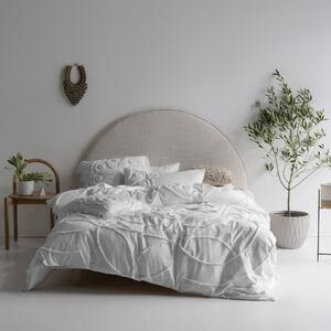Linen House Manisha Geometric Tufted Duvet Cover Bedding Set White