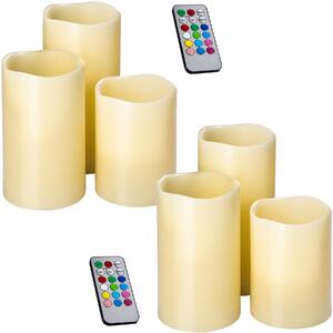 402888 led candles with changing colours, 2 sets of 3 - white