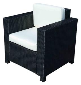 Outsunny 1 Seater Rattan Garden All-Weather Wicker Weave Single Sofa Armchair with Fire Resistant Cushion - Black