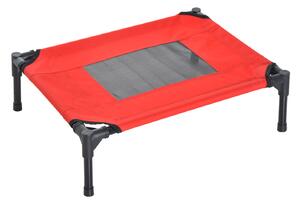 PawHut Elevated Pet Bed Portable Camping Raised Dog Bed w/ Metal Frame Black and Red (Small)